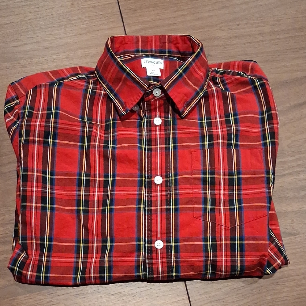 Crewcuts Red and Navy Plaid Button-Down Shirt